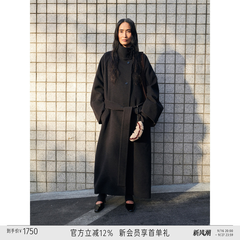 Randompiece25 Winter New Alpaca Wool Blend Stand Collar Oversized Wide Cuff Long Wool Coat Randompiece25 Winter New Alpaca Wool Blend Stand Collar Oversized Wide Cuff Long Wool Coat