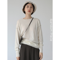 RandomPiece Full wool contrast thread loose round neck pullover sweater