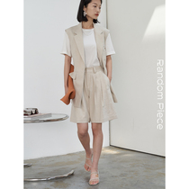 RandomPiece cotton linen blend sharp suit cut sleeveless vest spring summer casual profile