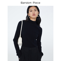 RandomPiece winter new small high collar pit Stripe slim Foundation wool base shirt Women