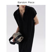 RandomPiece21 spring and summer new H-shaped irregular pit texture polo collar short sleeve knitted dress women