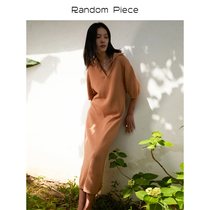 RandomPiece2021 summer New POLO collar same color suspenders lined straight body micro loose knit dress
