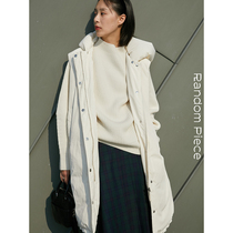  RandomPiece90 White duck down hooded mid-long-sleeved inner honing seam down vest jacket