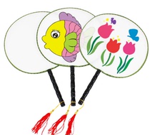 Large simulation silk blank Group fan Palace fan round fan plain white silk children student painting fan