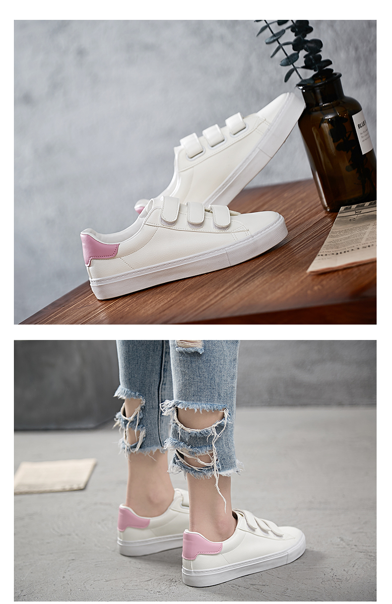 2018 new street beat Velcro giày trắng nữ phiên bản Hàn Quốc của giày vải hoang dã chic khóa giày ulzzang mẫu giầy nữ đẹp