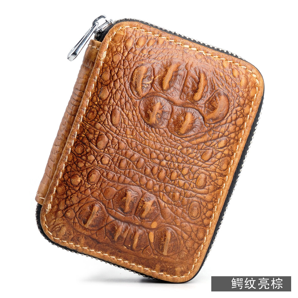 Small Round Elephant Carpack Women Multi-blocking Large Capacity Card Pack Zero Wallet Organ Cards Baotou Layer Bull Leather Laced Wallet