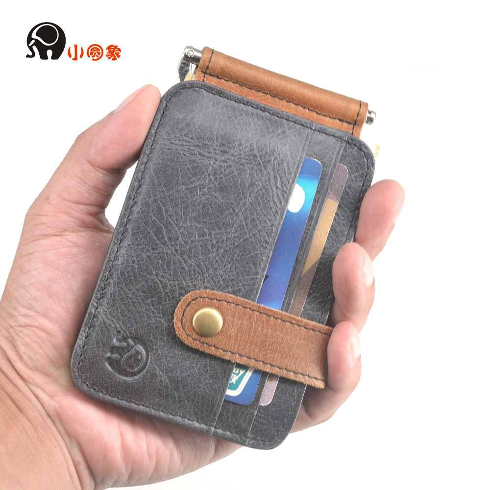 Small Round Elephant Head Layer Bull Leather Jacket Card Bag Work Document Bag Driving License Bank Pass License Zero Money Clip Dollar Clip Bag