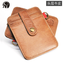 Small round elephant fashion Simple Mens card bag top layer cowhide small light card clip VIP membership card gift customization