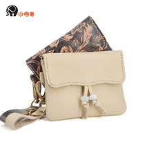 Small Round Elephant Head Layer Cow Leather Girl Zero Wallet Card Bag Crosswalk Wallet Ornament Bag Emerald Jade Pearl Bag Key Bag Boutique