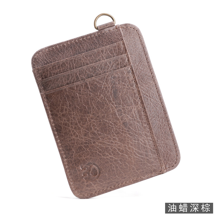 Small Round Elephant Head Layer Bull Pickup Bag Multifunction Card Clip Driver Documents Bag Men's Card Bank Card With Zero Wallet