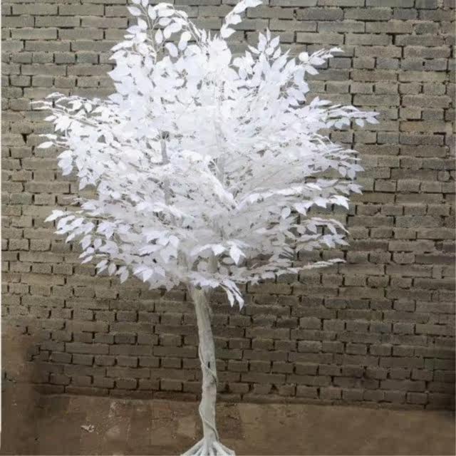 Large Emulation Fake Tree Wedding Reception Stage Props White Banyan Tree Hotel Lobby Mall Cloth View Shop Window Display