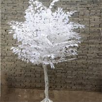 Large Emulation Fake Tree Wedding Reception Stage Props White Banyan Tree Hotel Lobby Mall Cloth View Shop Window Display