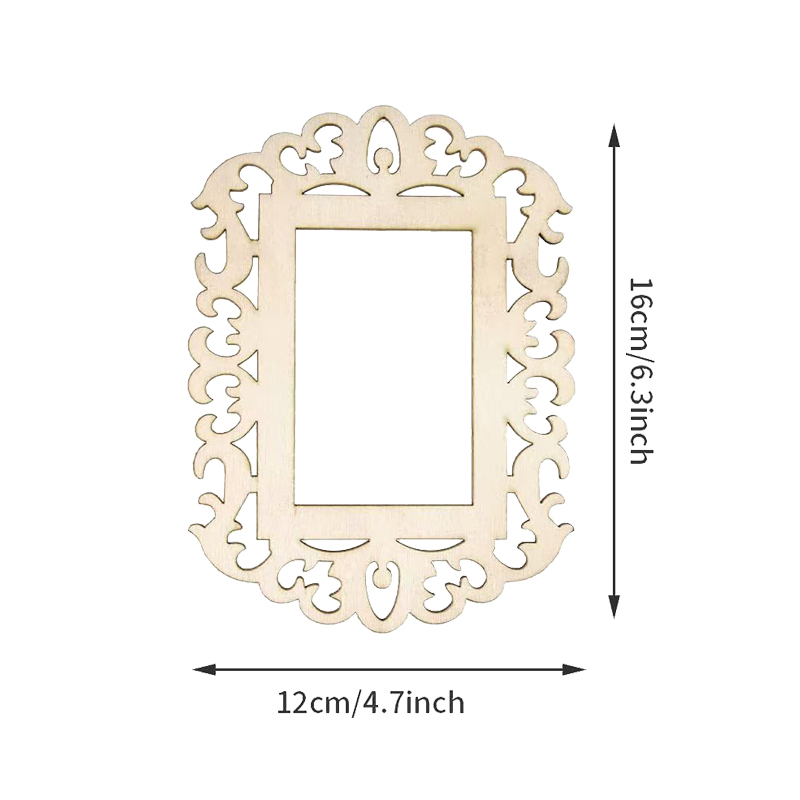 Creative Hollow Lace Unfinished DIY Wooden Photo Frame Decorative Hollow Carved Window Flower DIY Photo Frame Pendant