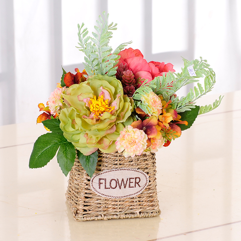 European-style pastoral flower basket simulation silk flower set decoration decoration living room refrigerator top dining table coffee table placing flowers