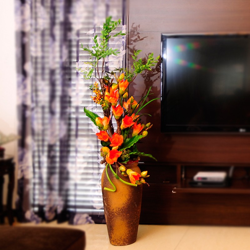Wood wool glue flower simulation fake flower landing vase swing piece living room bedroom TV cabinet flower arrangement art decoration to put flowers