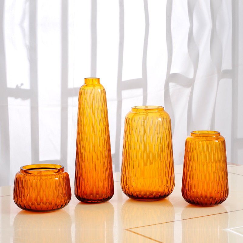 Thickened frosted translucent glass vase Imitation Craftsmanship Creativity Furnishing Living-room Table Face Flower Arrangement Home Pendulum