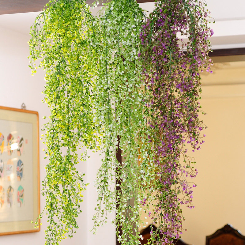 Simulation plant wall hanging rattan wall decoration flower wall hanging rattan hanging orchid fake flowers and grass hanging plastic flowers green plants