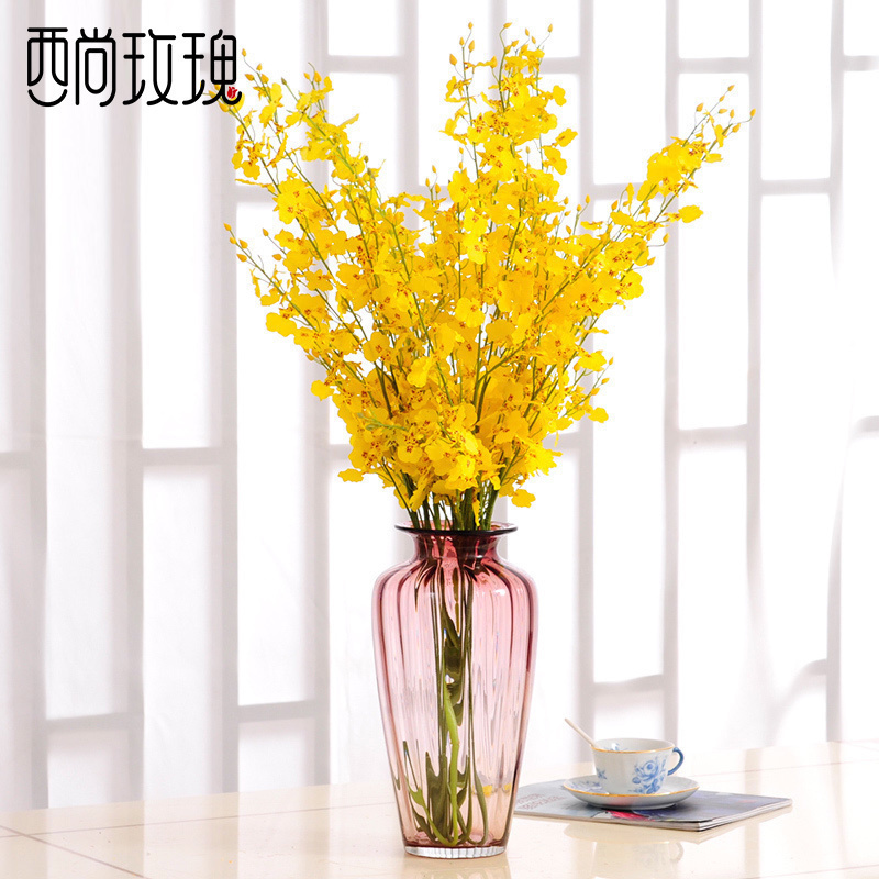 Dancing orchid simulation flower fake floral decoration Dining room decoration flower bouquet entrance TV cabinet Home decoration ornaments