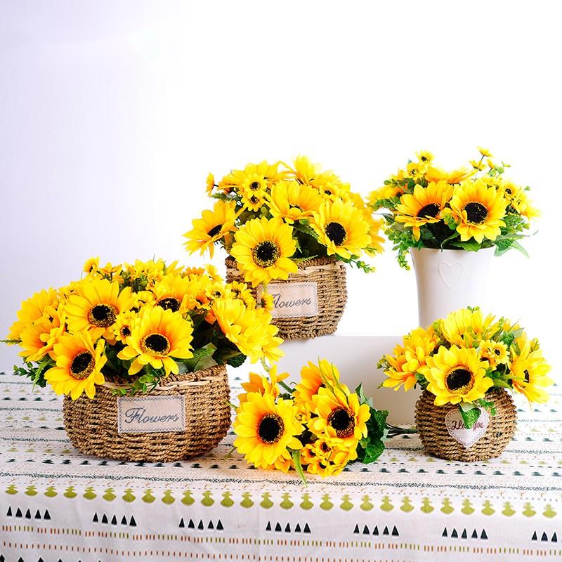 Sunflower Simulation Silk Flower Decoration Swing Decorated Living-room Table Noodle Fridge Furnishing Yugali Sunflower Placed Flowers