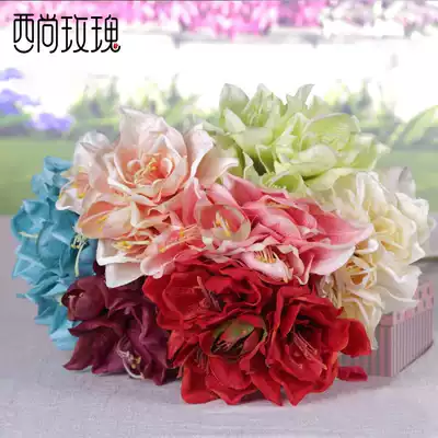 Xishang rose big flower vermilion red simulation fake flower living room flower arrangement silk flower floor floral ornaments placed flowers