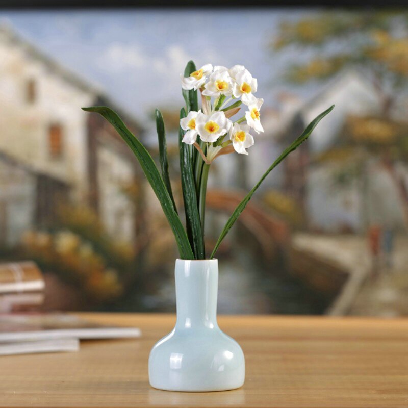 水仙花仿真假花束歐式客廳擺件花瓶插花餐桌上的小盆栽裝飾花卉