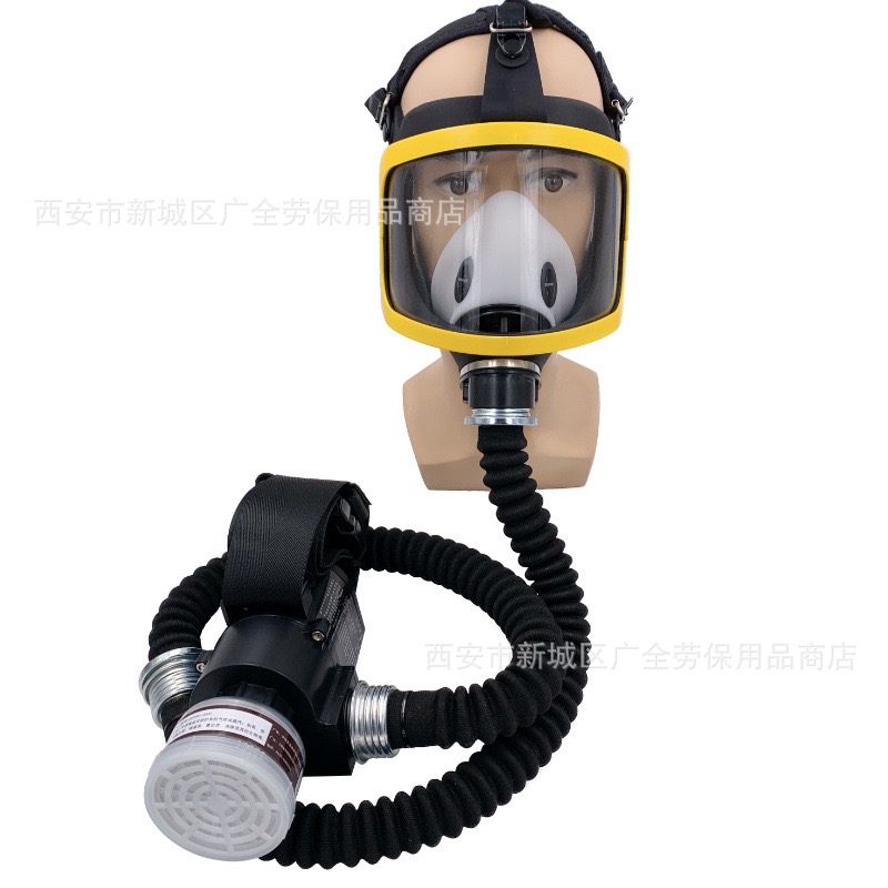 Rechargeable portable electric auxiliary air supply gas mask long tube respirator anti-virus dust filter full-face mask