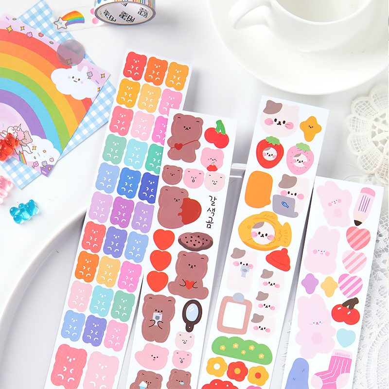 Rainbow Sugar Double Enjoy Material Strip Adhesive Tape Split DIY hand ledger collared copper version paper hand ledger decoration PVC stickers