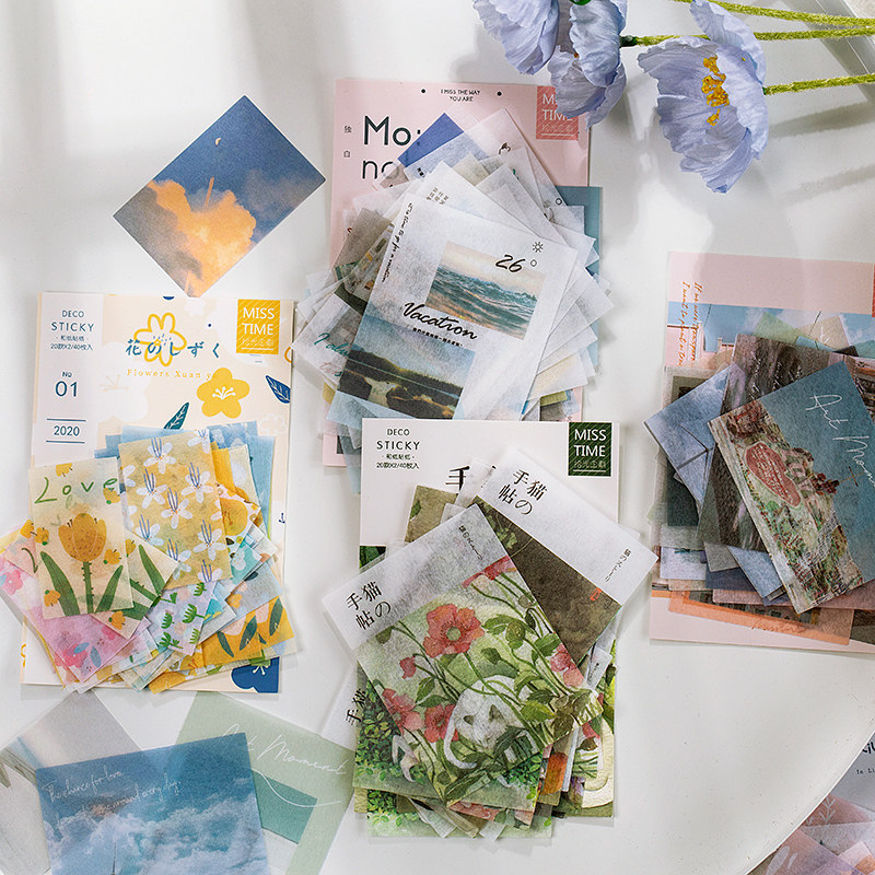 Ins Wind Pocket Sticker Pack Dreamland Series Cat Plant Pocket Collage Material Paper Phone Shell Decorative Sticker
