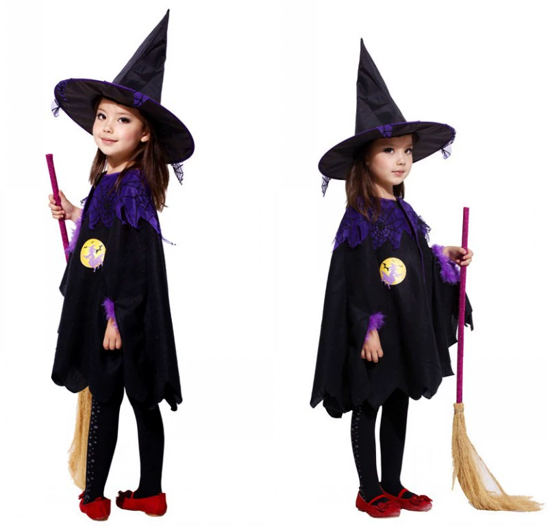 gift halloween Halloween Trẻ Em Trình Diễn Trang Phục Bé Gái Phù Thủy Mũ Áo Choàng Áo Cosplay Trình Diễn Trang Phục google halloween 2020