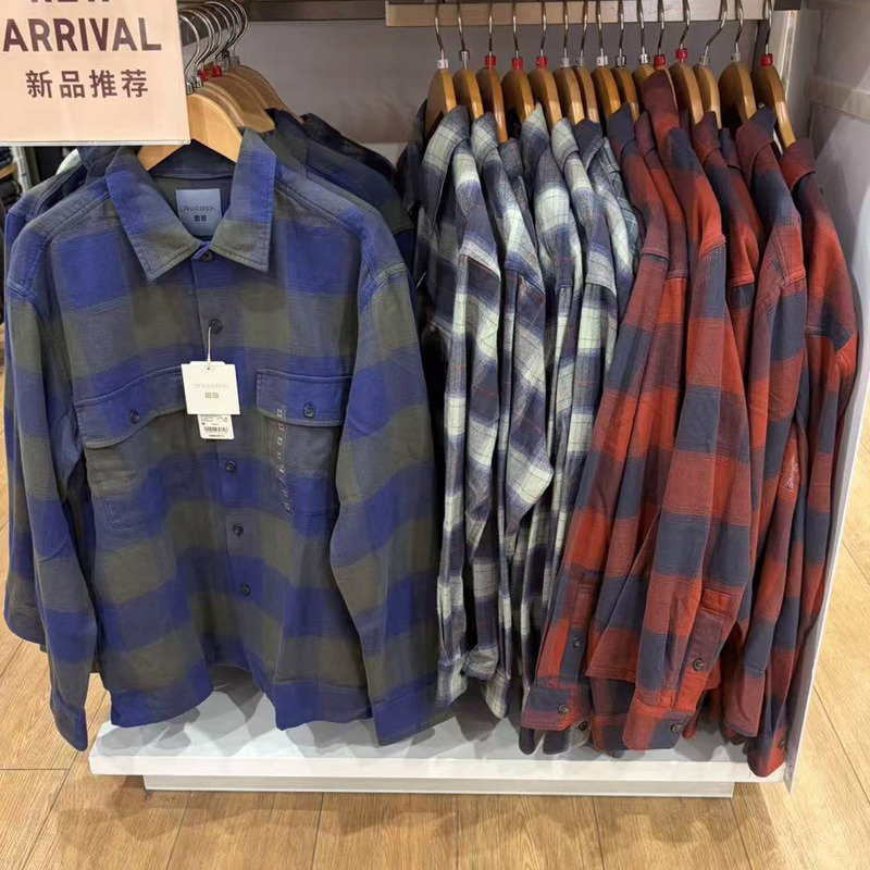 Uniqlo 486615 488794 Men's Flannel Double Pocket Plaid Shirt/Long Sleeve Shirt Air Conditioning Shirt Uniqlo 486615 488794 Men's Flannel Double Pocket Plaid Shirt/Long Sleeve Shirt Air Conditioning Shirt