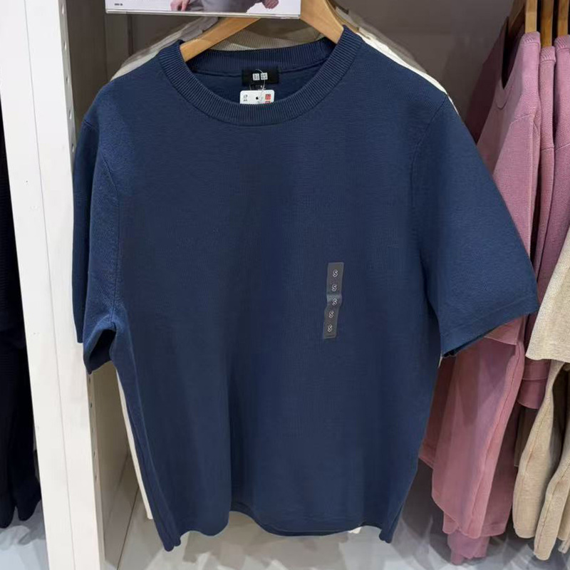 Uniqlo 481726 Men's and Women's Ribbed Crew Neck Knitwear/Short-Sleeved Sweater