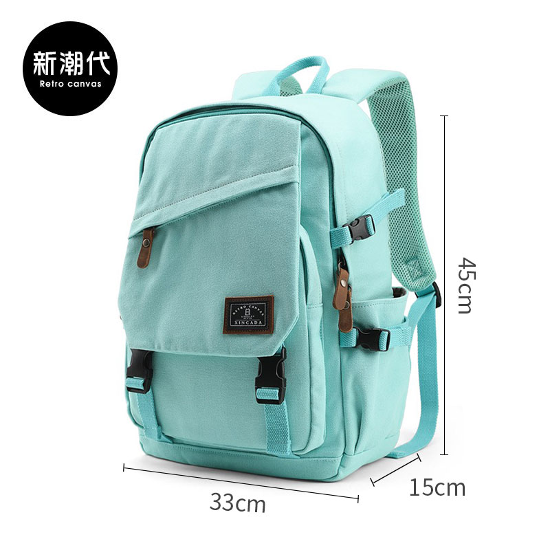 Ba lô nam nữ bình thường ba lô gốc canvas đi học du lịch sinh viên đại học máy tính thể thao ngoài trời xu hướng thời trang - 2007藍色 可放15.6寸電腦