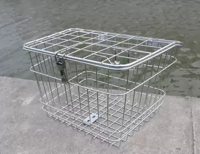 Authentic stainless steel bicycle electric car basket with lid thick basket small folding car basket bicycle basket