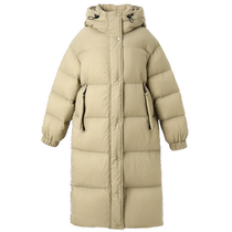 Sancai 2024 Winter New Long Goose Down Jacket Waterproof Hooded Down Bread Jacket Hooded Green Jacket for Women