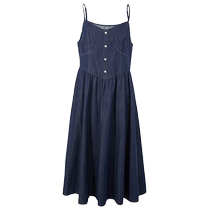 Triple Color Big Code Womens Dress 2024 Summer New Pure Cotton V Collar Denim Harness With Dress Cashew Waist Fresh Fat MM