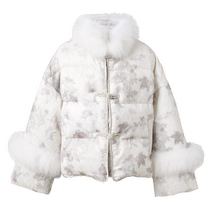 Sancai (Moyunfenghua) 2024 winter new style new Chinese style fox fur down bread coat duck down jacket for women