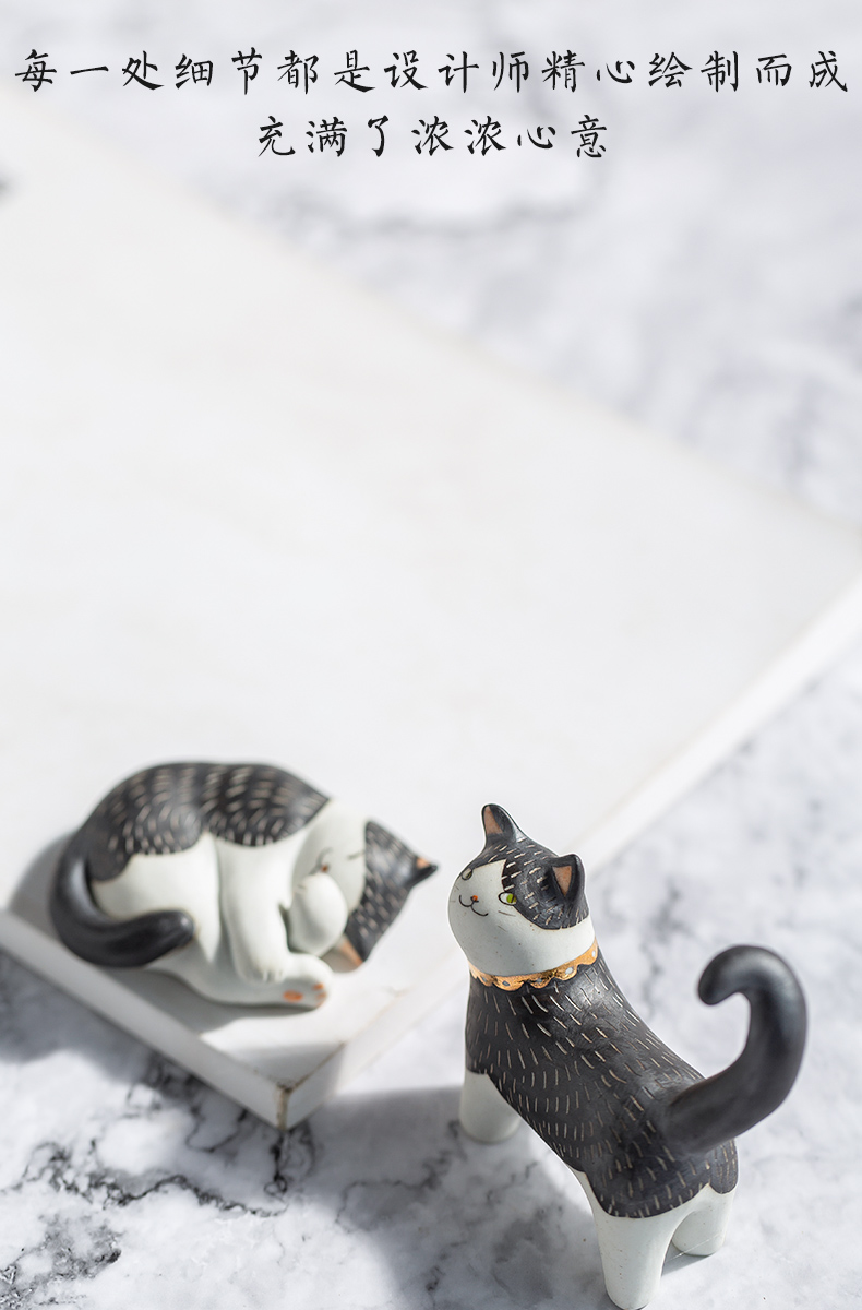 Day game ideal life cat jingdezhen ceramic checking out creative and lovely small ornament doll birthday present for girlfriends