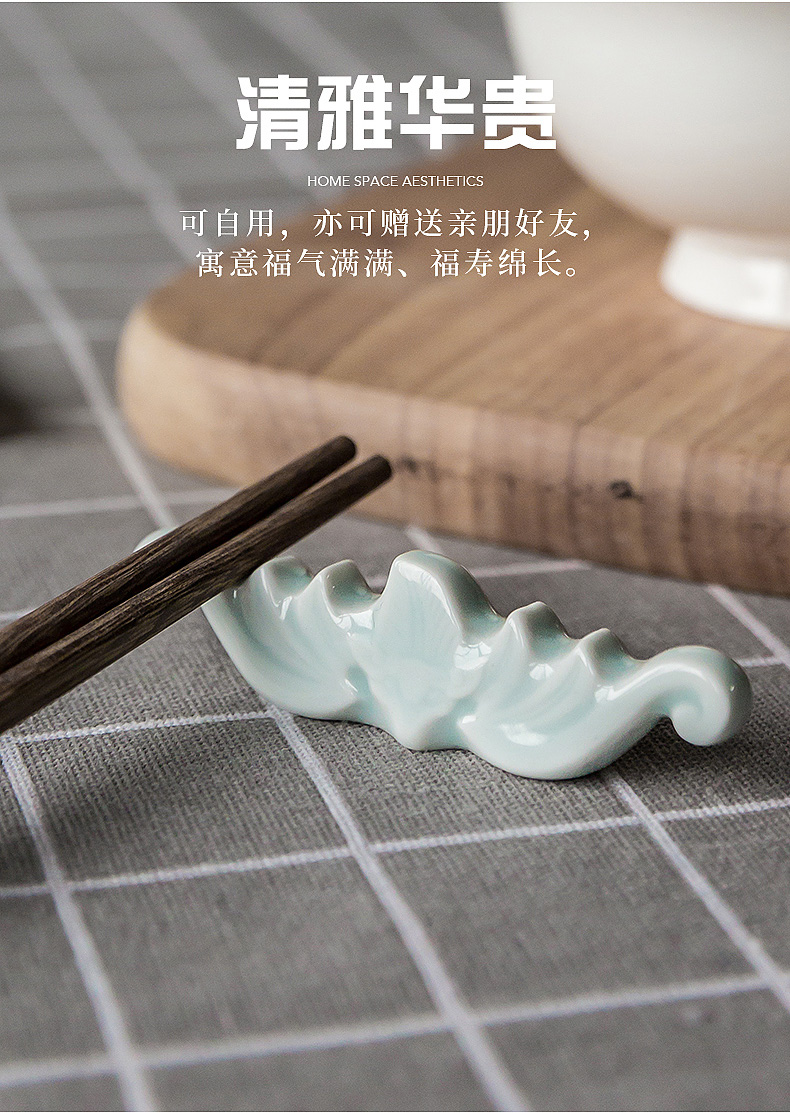 "Blessed" jingdezhen ceramic manually set chopsticks chopsticks holder informs the creative high - grade aircraft chopsticks pillow Chinese style