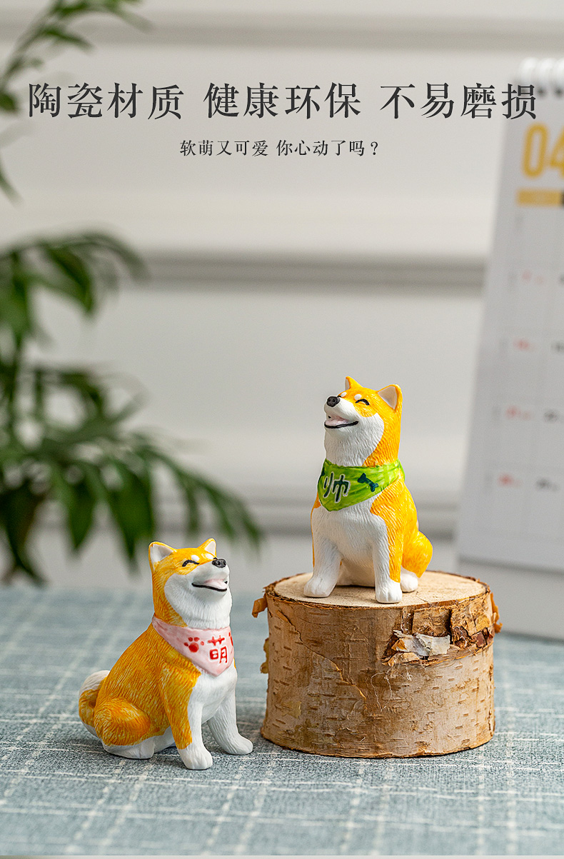 Firewood dog ceramic small place ins creative lovely office desktop decoration fair young Japanese Japanese birthday gift