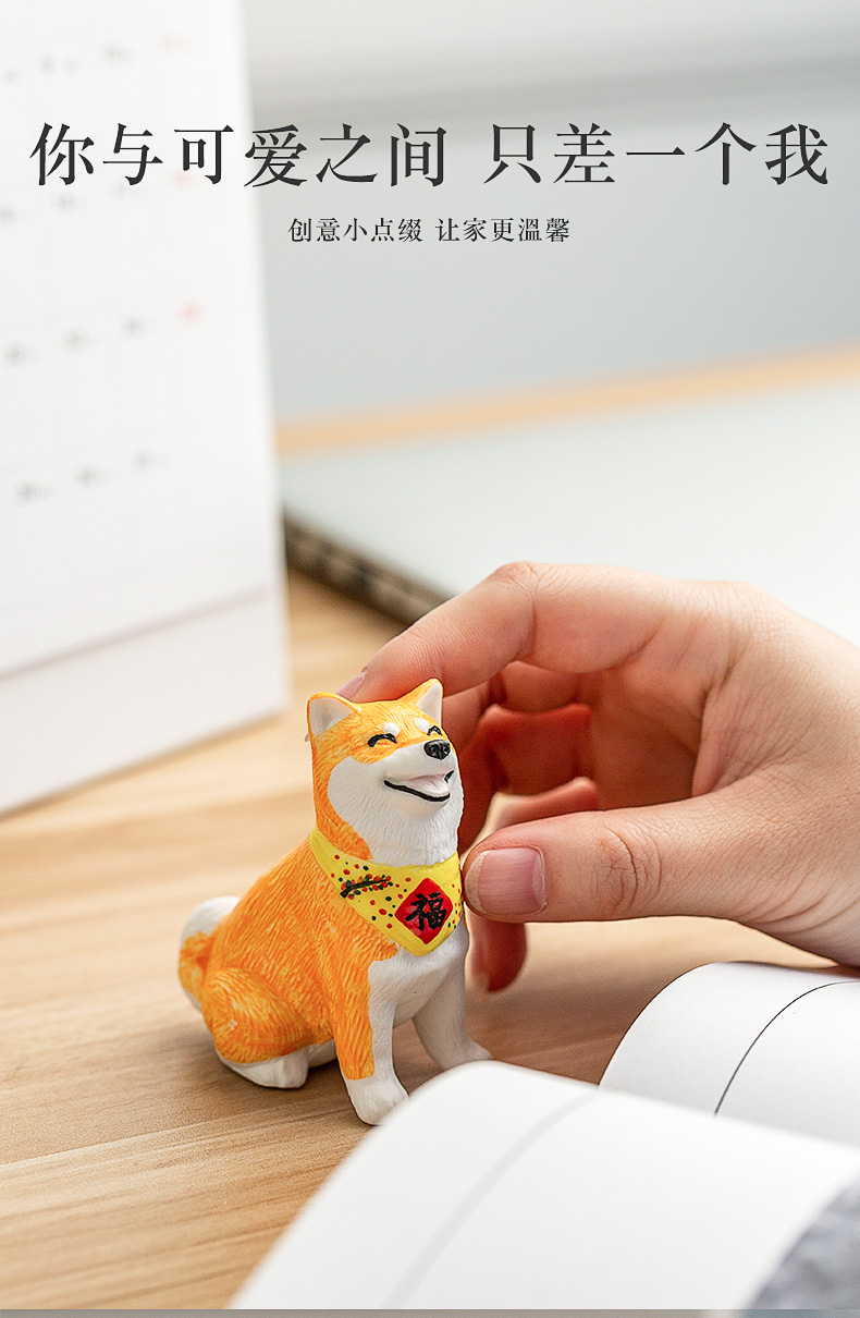 Firewood dog ceramic small place ins creative lovely office desktop decoration fair young Japanese Japanese birthday gift