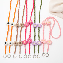 New autumn and winter models mobile phone chain plush flowers slanted satchel chain flocking beads mobile phone hanging accessories Pendant Women