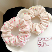 New cute floral large intestine hair ring for women lace bow hair accessories ball head tie hair rope sweet hair ring