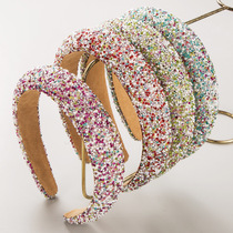 New Korean full-bead sponge headband feminine fresh pressed hair headband super shiny high-end hair accessories