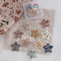 10 boxed five-pointed star milk coffee color gel glitter clips 3cm small baby hairpins broken hair clips