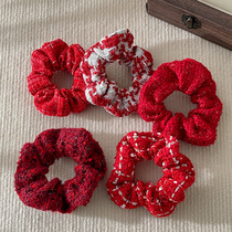 Autumn and winter new year red large intestine hair tie for women with high ponytail hair rope festive high-end hair tie