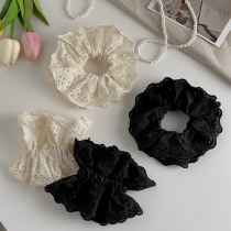 Fresh lace hollow large intestine hair ring Lolita large head flower retro atmosphere headband ponytail hair accessory