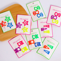 Summer fluorescent color bear star epoxy frosted rubber paint clip boutique card paper girl hair clip