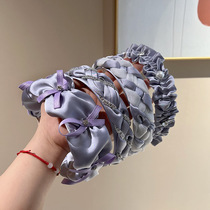 2024 new style headband spring and summer high cranium pleated headband womens bow hairpin ponytail clip large grabber hair accessory