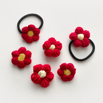 Korean cute little red flower wool hairpin for women Japanese brooch alloy hairpin side clip flower headband hair accessories