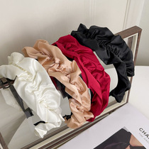 Internet celebrity new high skull headband retro French wide-brimmed hairpin temperament large intestine pleated satin headband